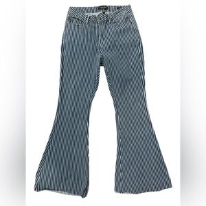 Judy Blue Y2K Super Flare Jeans Blue White Pinstripe Size 16W